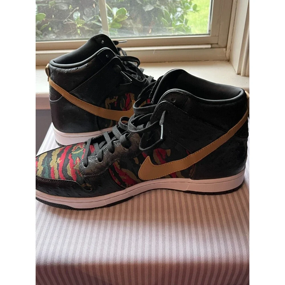 Nike Shoe Men 11 Dunk CMFT Premium Tiger Camo Ostrich 716714-002 Black Sneaker